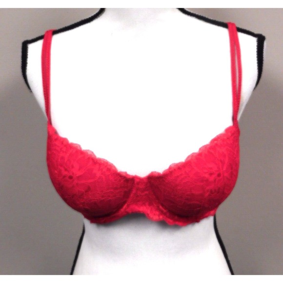 Women's Victoria's Secret PINK Date Push Up Bra Underwire Size 36D Red - Picture 1 of 6